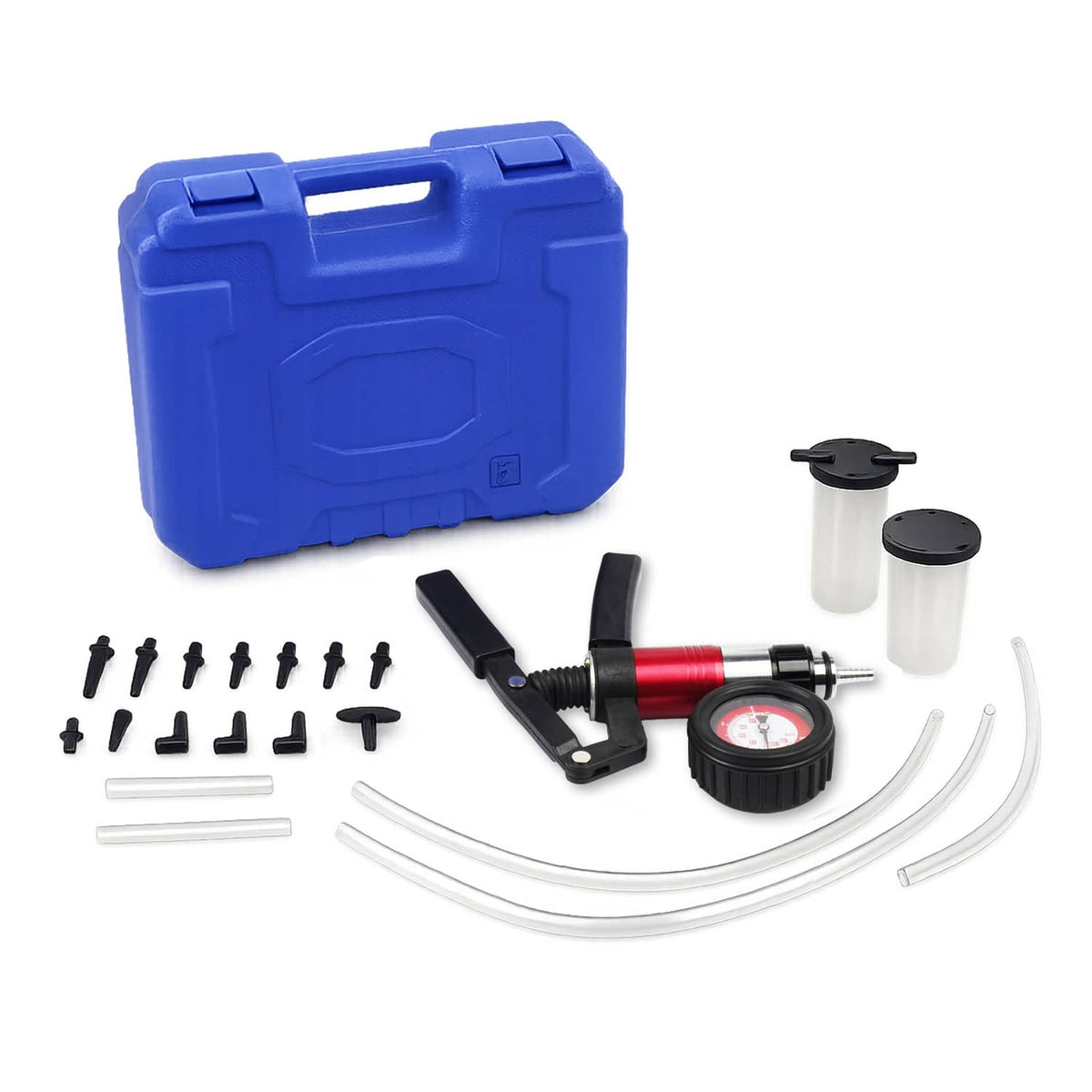 Solidspare 21pcs Hand Held Vacuum Pressure Pump Tester Brake Fluid Bleeder Bleeding Tool US
