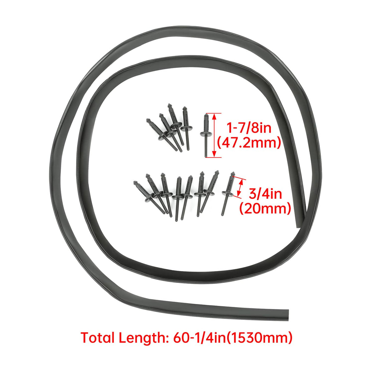 Solid Spare For 2008-2022 Dodge Challenger Engine Hood Bumper Weatherstrip Seal w/ 12*Rivet