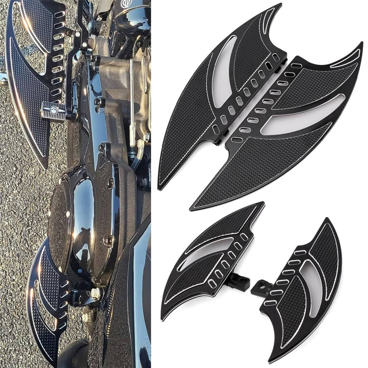 Solidspare Driver & Passenger Foot Floorboards Pegs Pedal Set For Harley Softail Touring