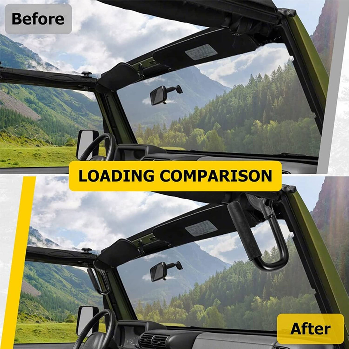 Solidspare Pair Black Steel Front Grab Handles for 1997-2006 Jeep Wrangler TJ & Unlimited