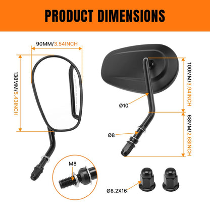 Solidspare Black Rearview Side Mirrors Set Fit For Harley Softail FatBoy Dyna Tour Glide