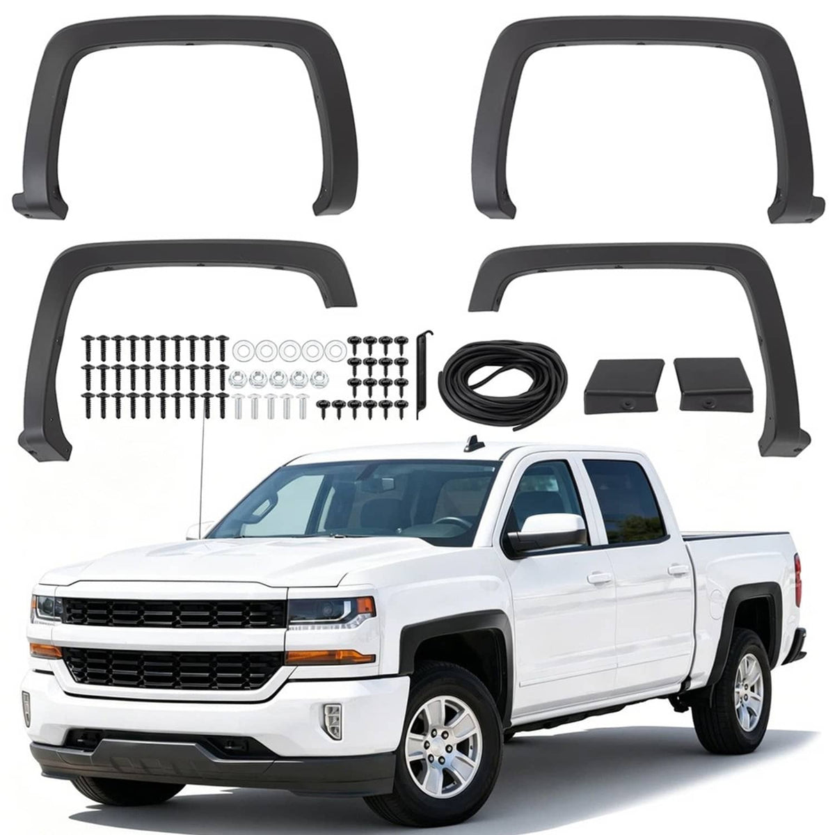 Solidspare Front & Rear Fender Flares Fit for Chevrolet Silverado 1500 2014-2018 Left Right