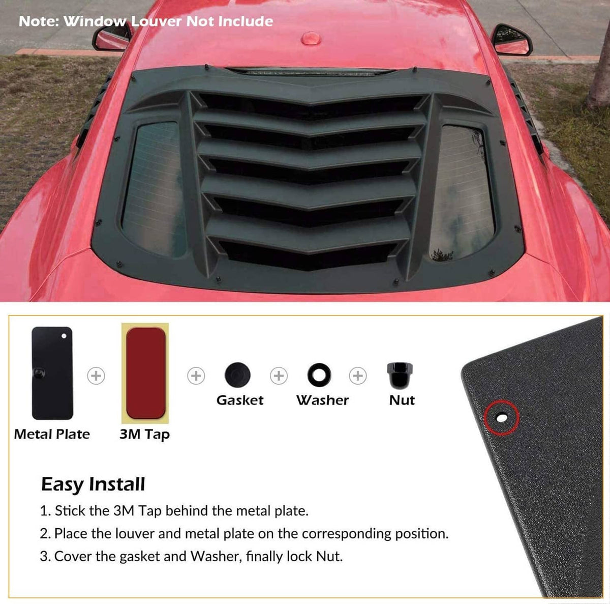 Solid Spare Rear Window Louvers Installation Mounting Tool for Ford Mustang Dodge Challenger