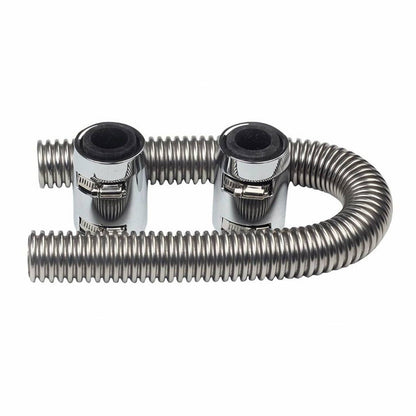 Solidspare 36" Radiator Hose Upper / Lower & Flexible Stainless Steel w/ Chrome Caps Kit