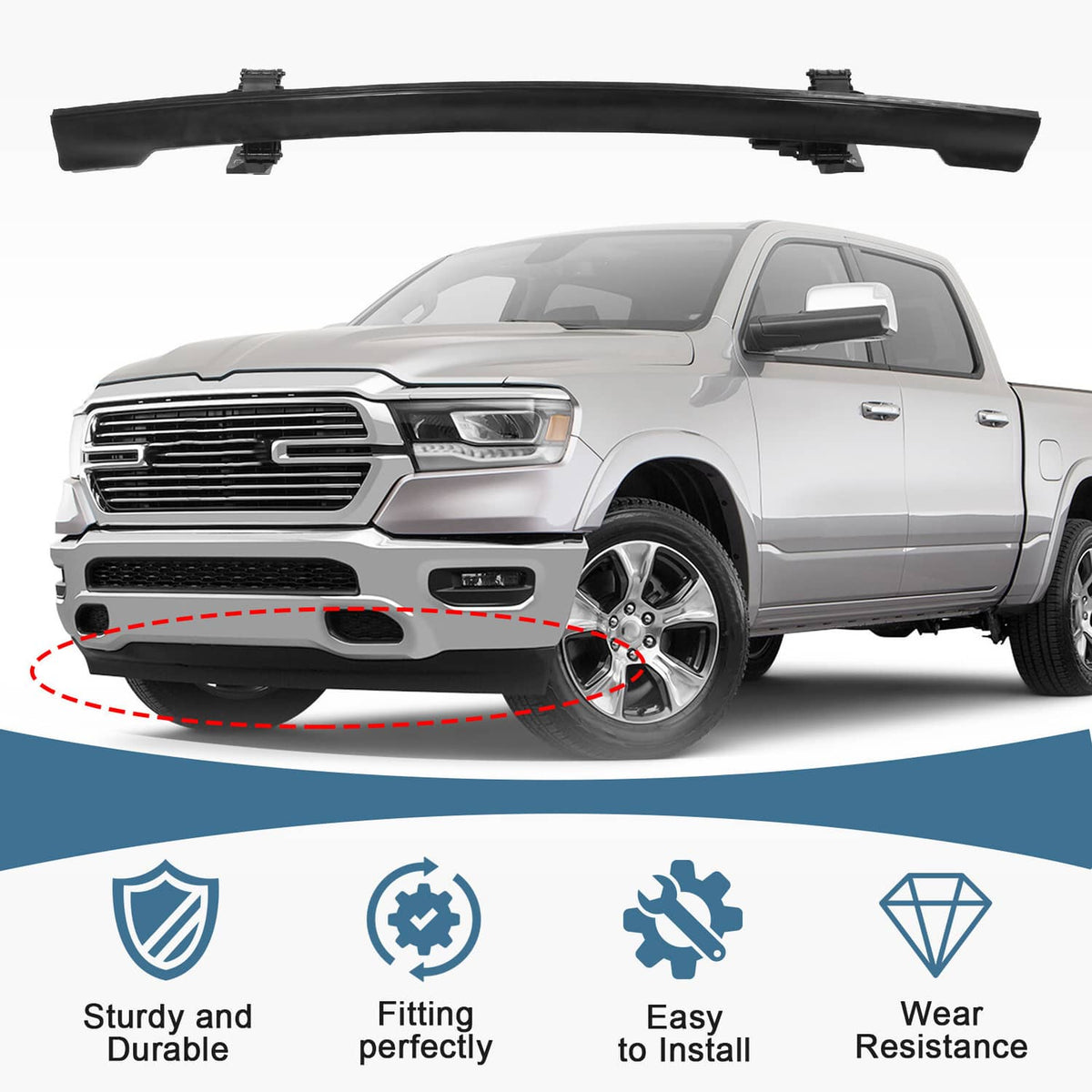 Solidspare FRONT ACTIVE AIR DAM FOR 2019-2025 2021 2022 2023 2024 RAM 1500 DT 68274406AH