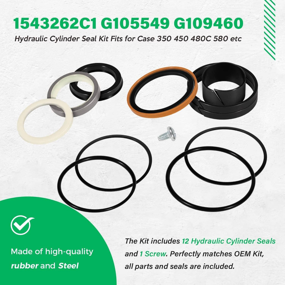 Solidspare G105549 G109460 1543262C1 Hydraulic Cylinder Seal Kit For Case 350 450 480C 580