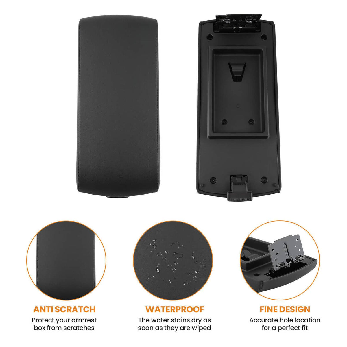 Solidspare New Black Armrest Center Console Lid Cover FA8Z-7406024-AB For 2013-19 Ford Flex