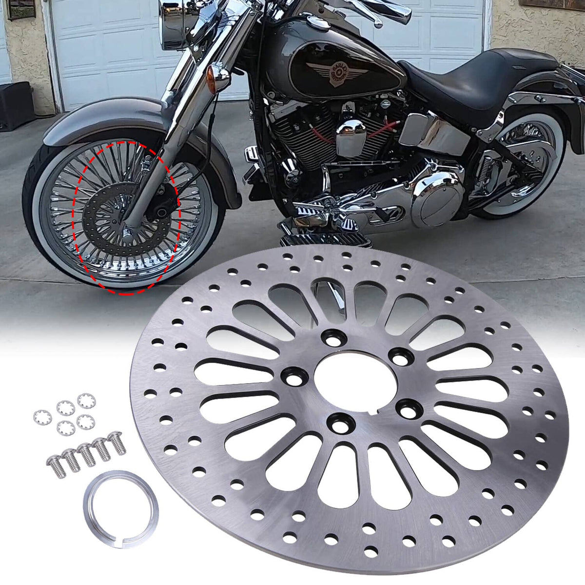 Solidspare Rear Disc Brake Rotor Fits For Harley Softail Deluxe 1984-2013 Touring 2000-2007