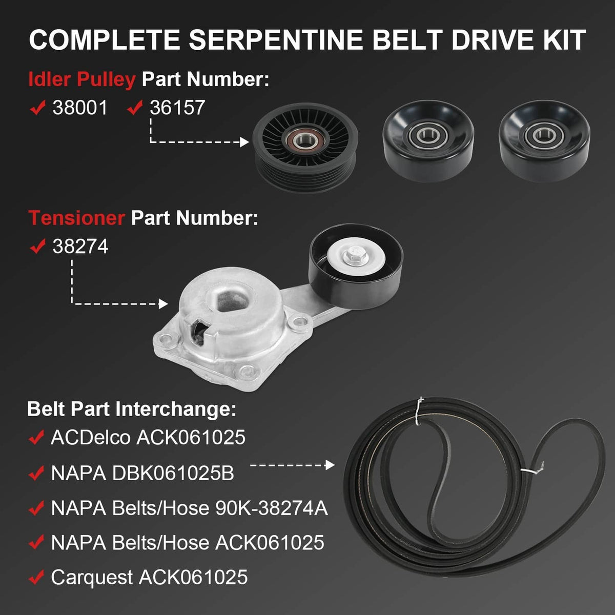 Solidspare Serpentine Belt Drive Component Kit Fit 2005-2014 Ford F-150 Lincoln Mercury V8