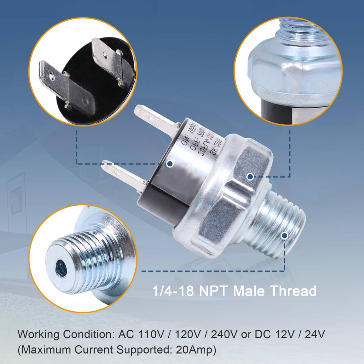 Solidspare Air Pressure Switch For 165-200psi Air Ride Suspension Air Compressor Tank NEW