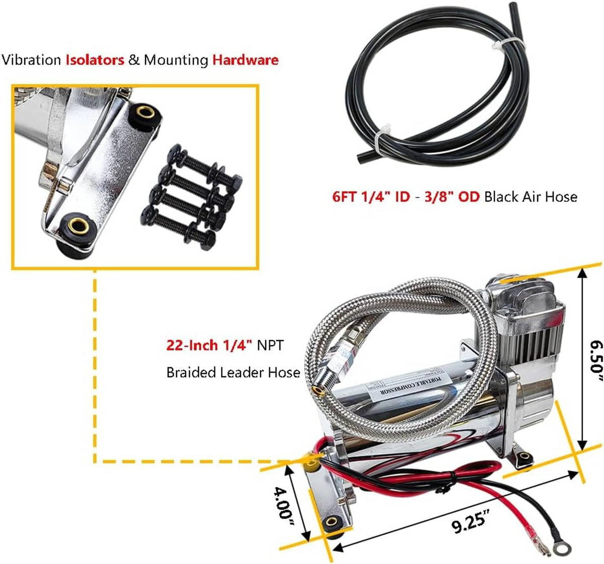 Solidspare Medium Duty Onboard Air System 150 PSI Compressor 12V+2.5 Gallon Train/Air Horn