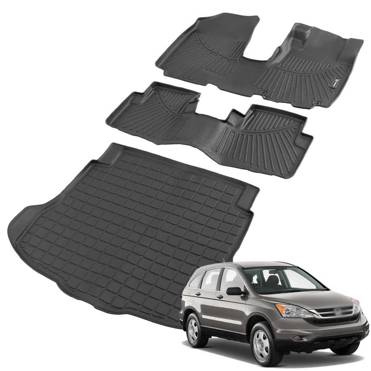 Solidspare All Weather TPE Floor Mats＆Cargo Liners for Honda CRV LX/SE/EX/EX-L 2007-2011