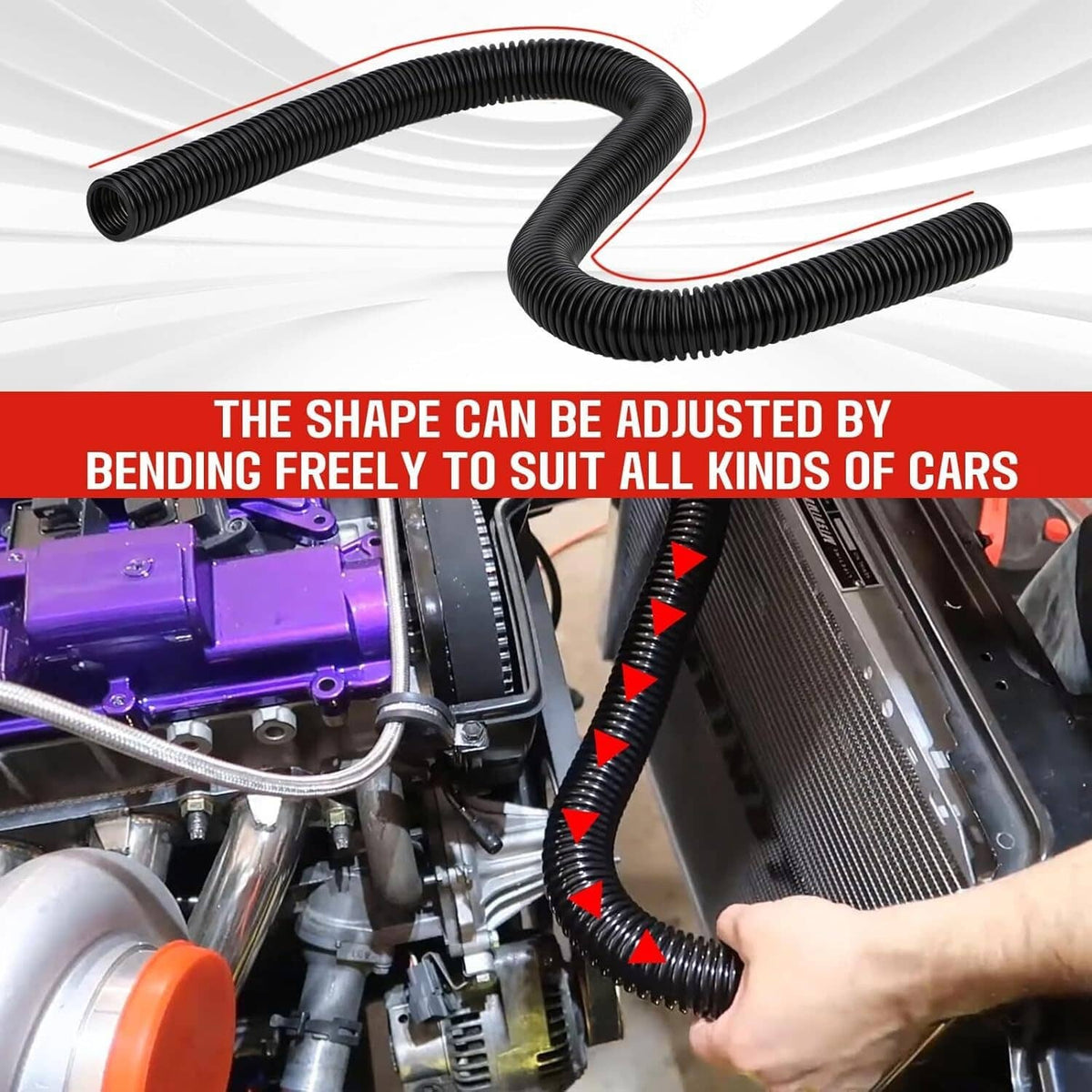 Solidspare 48" Stainless Steel Radiator Flexible Coolant Water Hose w/ Caps Kit Universal