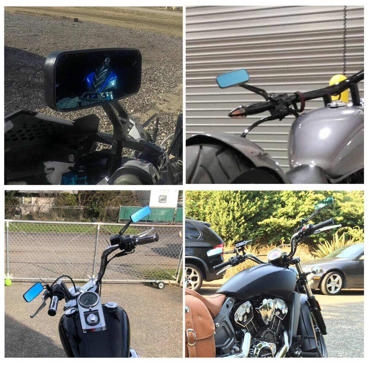 Solidspare Rectangle Motorcycle Mirrors Custom For Harley Cruiser Chopper Softail Sportster