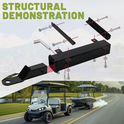 Solidspare For Club Car EZGO Yamaha Golf Cart Trailer Hitch w/ 2" Receiver Step on Back