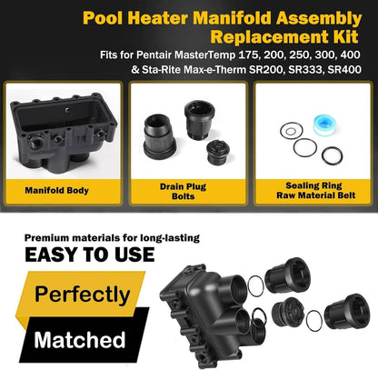 Solidspare Pool Heater Manifold Assembly Replacement Kit for Pentair MasterTemp 175, 200