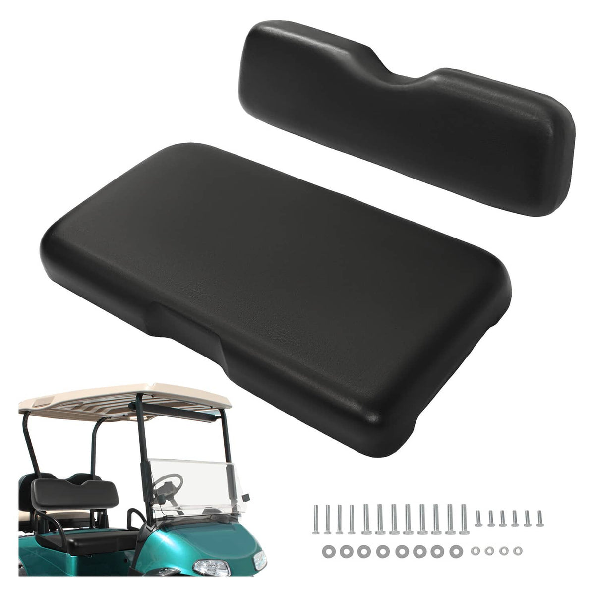 Solidspare Front Seat Bottom and Backrest Kit For EZGO RXV Back Cushion Golf Cart 08+ Model