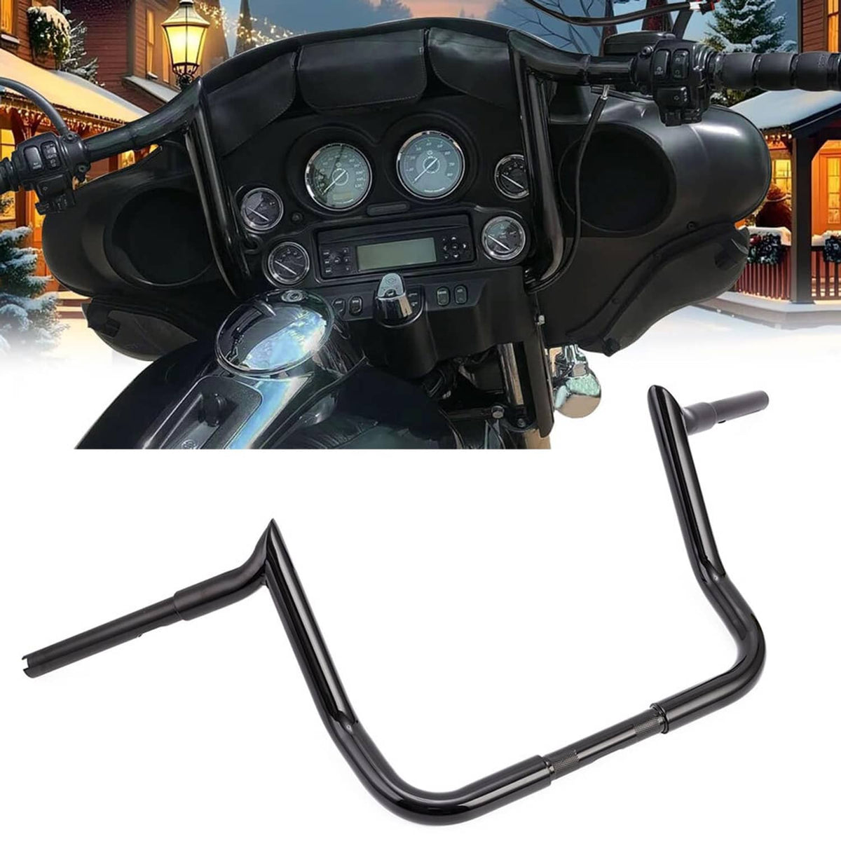 Solidspare Black 1.25" Ape Hanger 12" Meathook Handlebar For Harley Touring FLHXS FLHTK