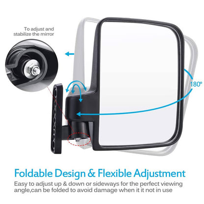 Solidspare Pair Adjustable Golf Cart Side Rear View Mirrors Fit for Club Car EZ GO Yamaha