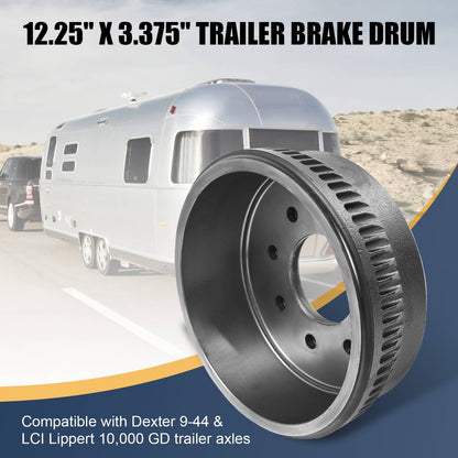 Solidspare Brake Drum 10,000 GD Trailer Axle 12-1/4 x 3-3/8" For Dexter 9-44 & LCI Lippert