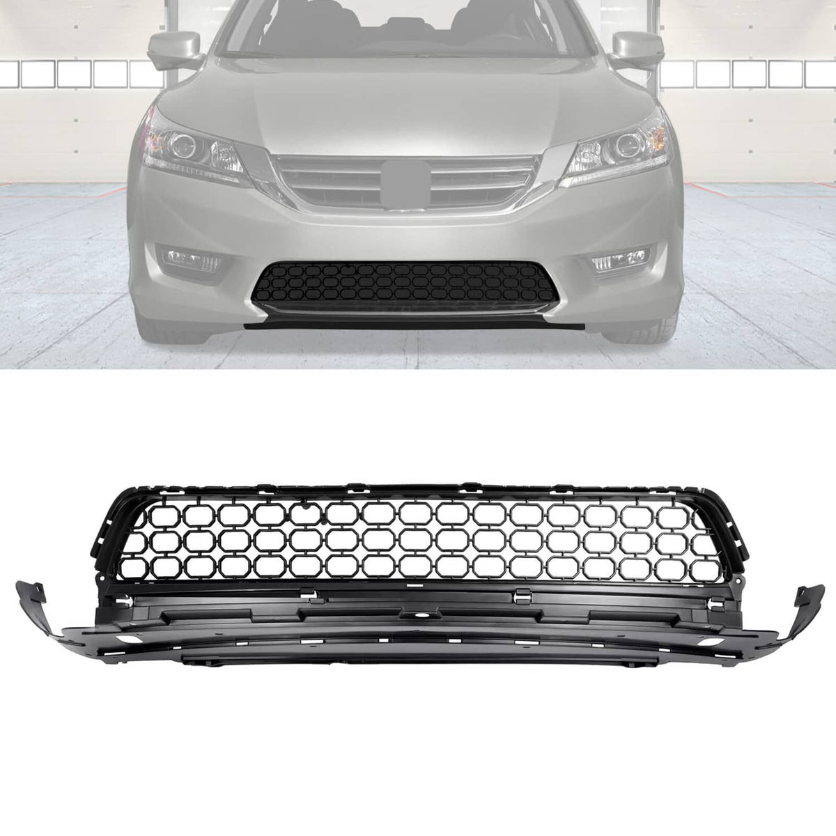 Solid Spare New Bumper Lower Grille Assembly Front Black Fits Honda Accord 2013 2014 2015