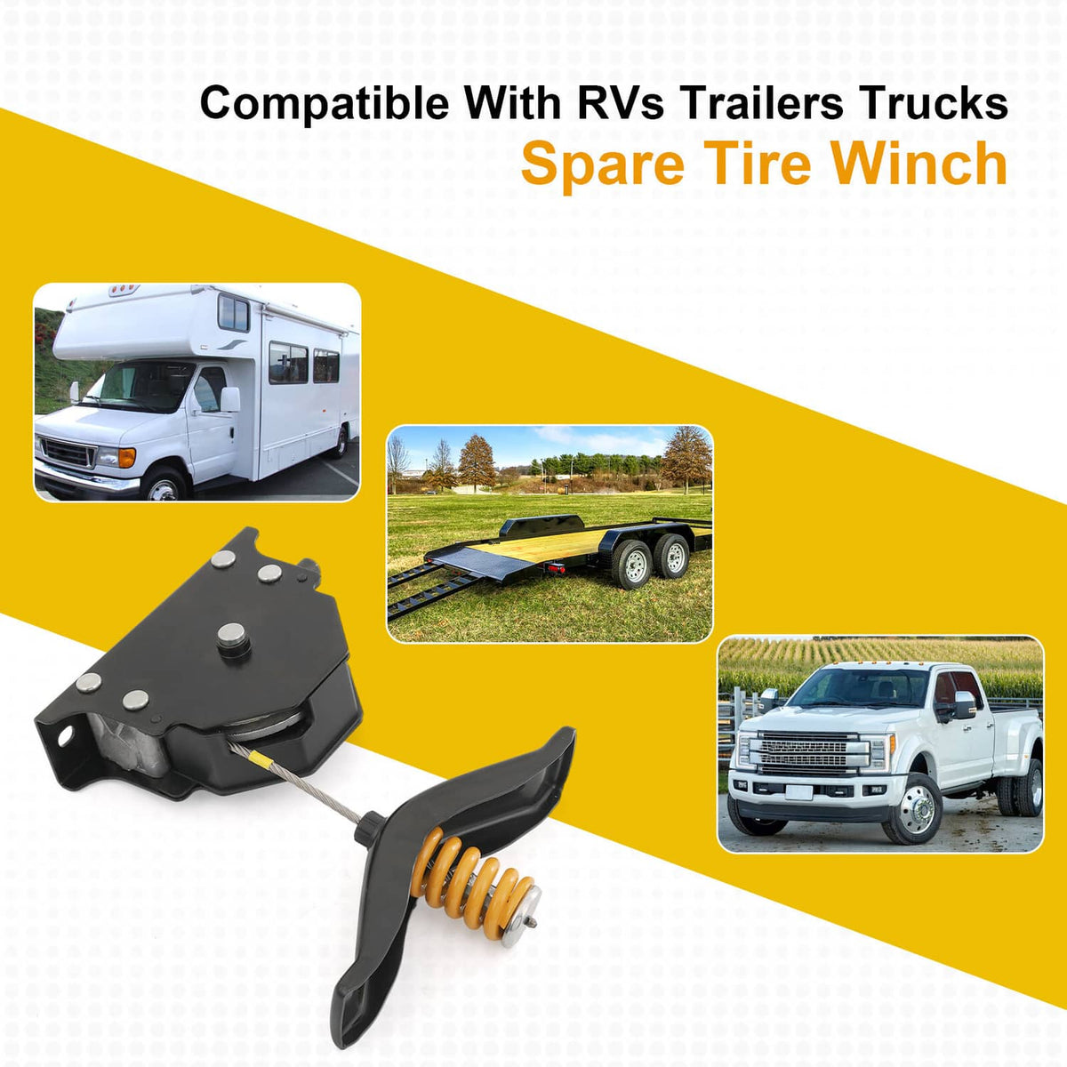 Solidspare 159056 RV Spare Tire Winch for RVs Trailers Trucks Motorhome