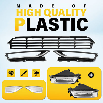 Solid Spare For VW Passat 2012-2015 Front Bumper Fog Lights Corner Lamp & Lower Grille 7PC
