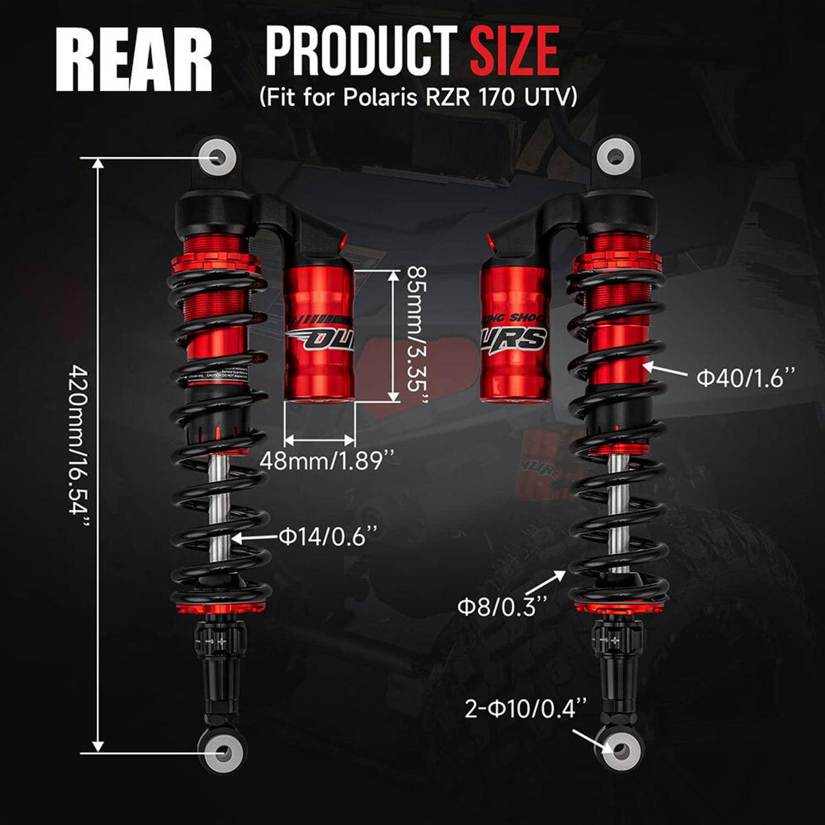 Solidspare For Polaris RZR 170 2009-2021 Front + Rear Air Shocks Absorbers 380mm 420mm New