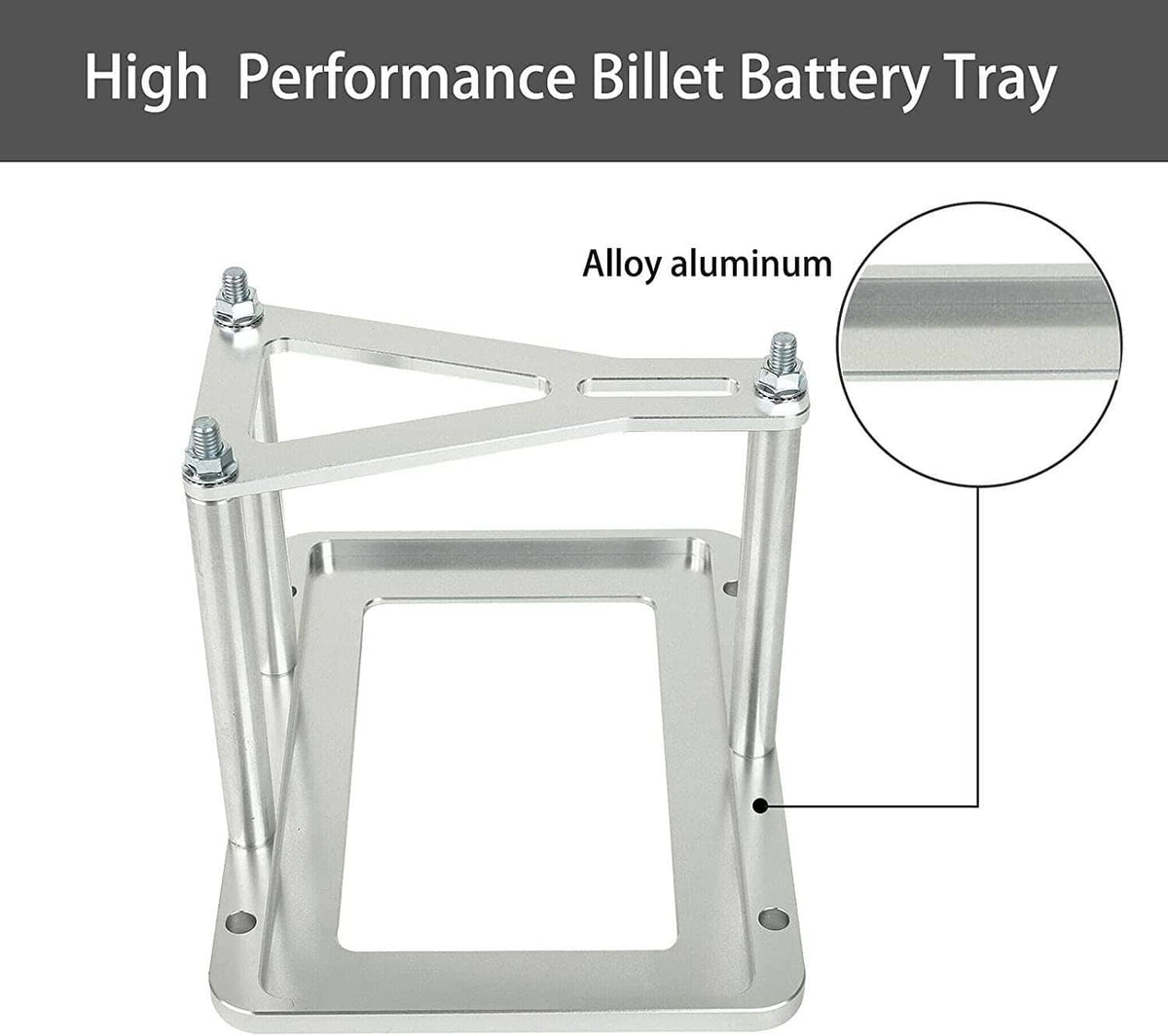 Solidspare Billet Car Battery Tray Hold Down Trunk Relocation Box Aluminum Racing Mount New