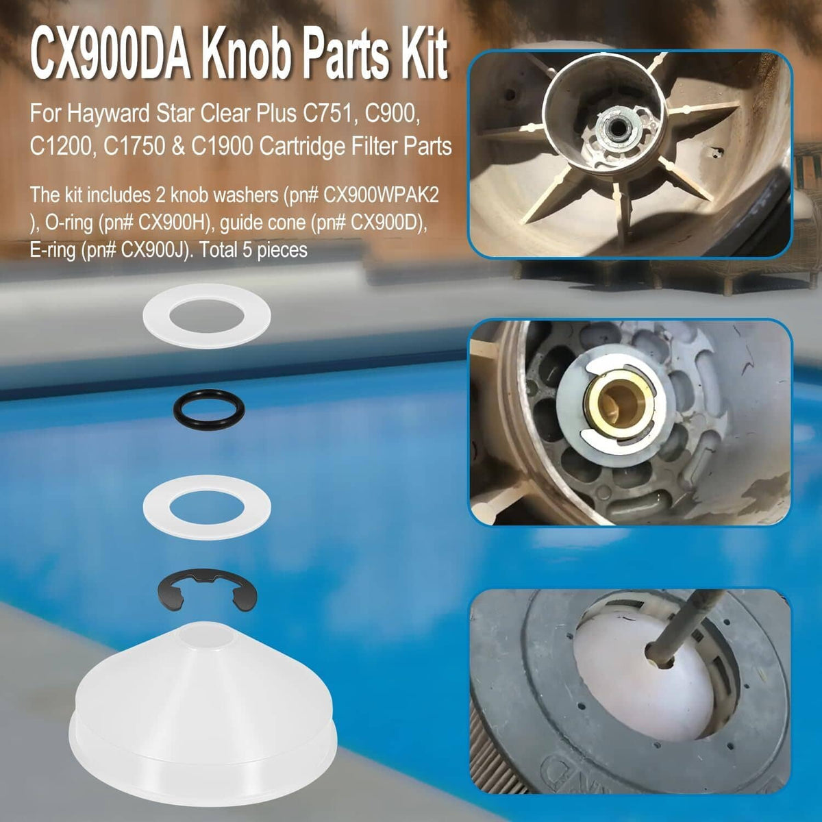 Solid Spare CX900DA Knob Kit For Hayward Star Clear Plus Cartridge Filter C751 C900 C1200