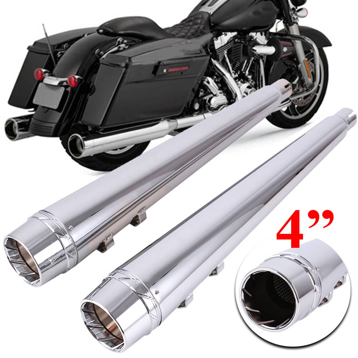 Solidspare for Harley Touring 95-16 Megaphone Slip-On Mufflers Exhaust Pipes Electra Glide