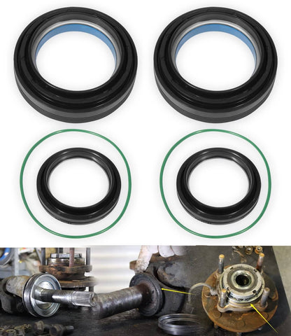 Solid Spare Front Axle Knuckle Tube Seal Kit & Thrust Washer Snap Ring for Ford F250 F350