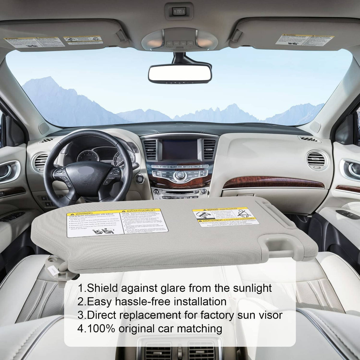 Solidspare Left Driver Side Sun Visor W/Mirror & Light For Nissan Pathfinder 2013-2018