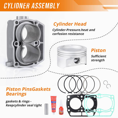 Solidspare 2008-2014 Cylinder Piston Gasket Top End Kit for Polaris Ranger 800 RZR 800 ATV