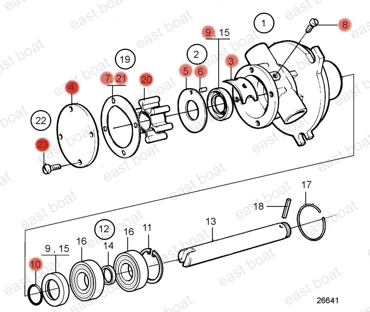 Solid Spare Sea Water Pumps Internal Major Repair Kit For Volvo Penta 858065 840557 21951368