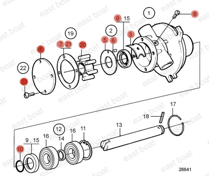 Solid Spare Sea Water Pumps Internal Major Repair Kit For Volvo Penta 858065 840557 21951368