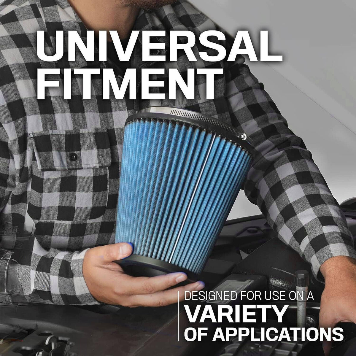 Solidspare 4'' 102mm Long High Flow Inlet Cone Dry Filter Cold Air Intake Replacement Blue