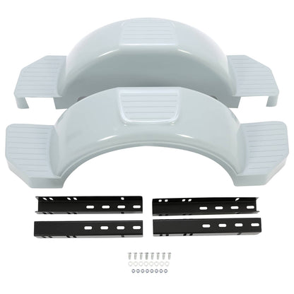 Solidspare 2 pcs Single Axle Trailer Fenders For 13" Wheels Tire Skirt Boat Gray