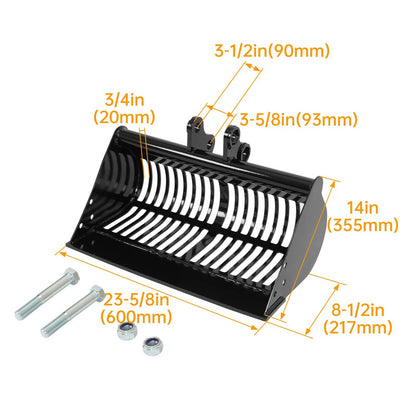 Solidspare 600mm Mud Bucket Mini Excavators Digger Screening Skeleton Attachment