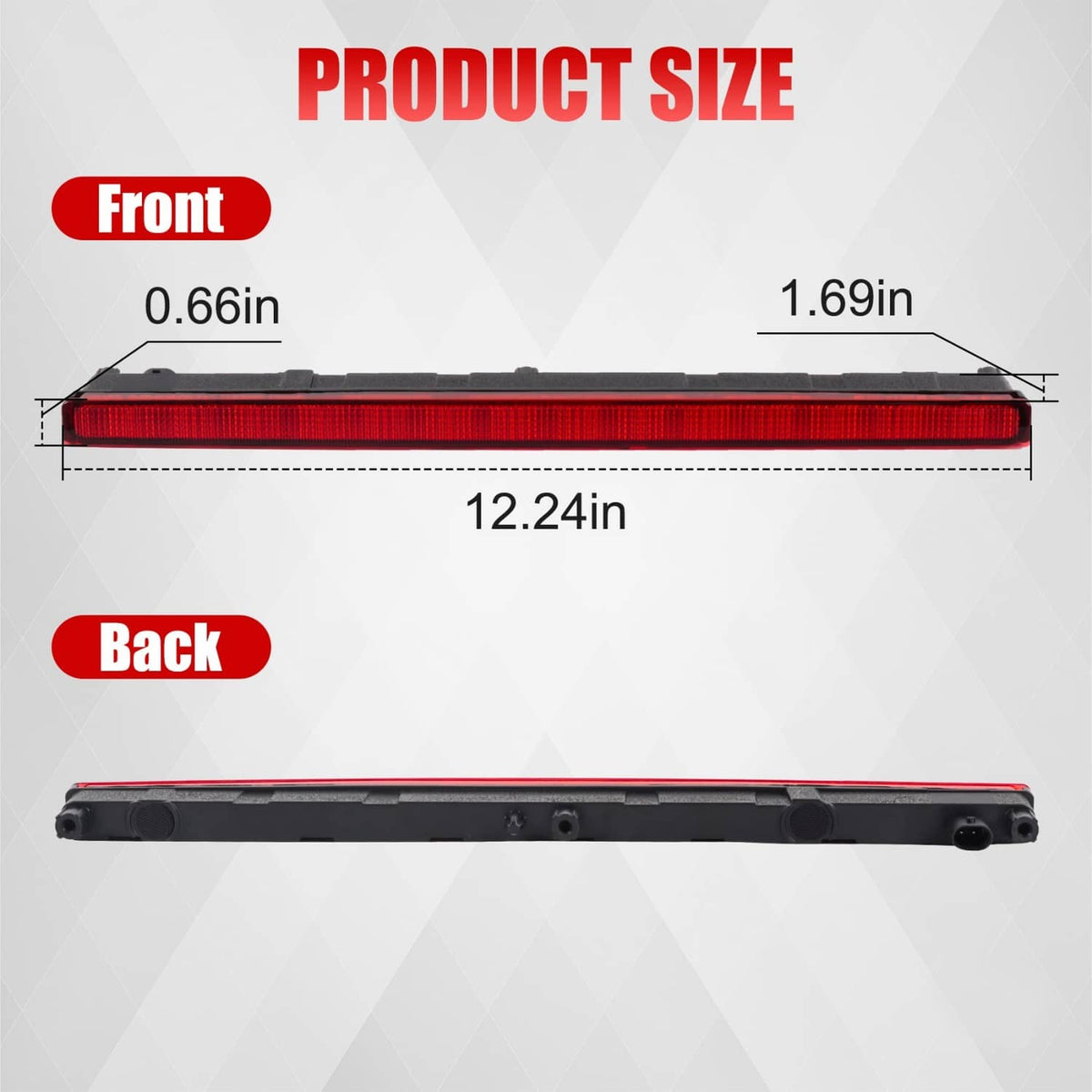 Solidspare 68338388AC Rear Center High Mounted Stop Lamp 3rd Brake Light For Jeep Gladiator