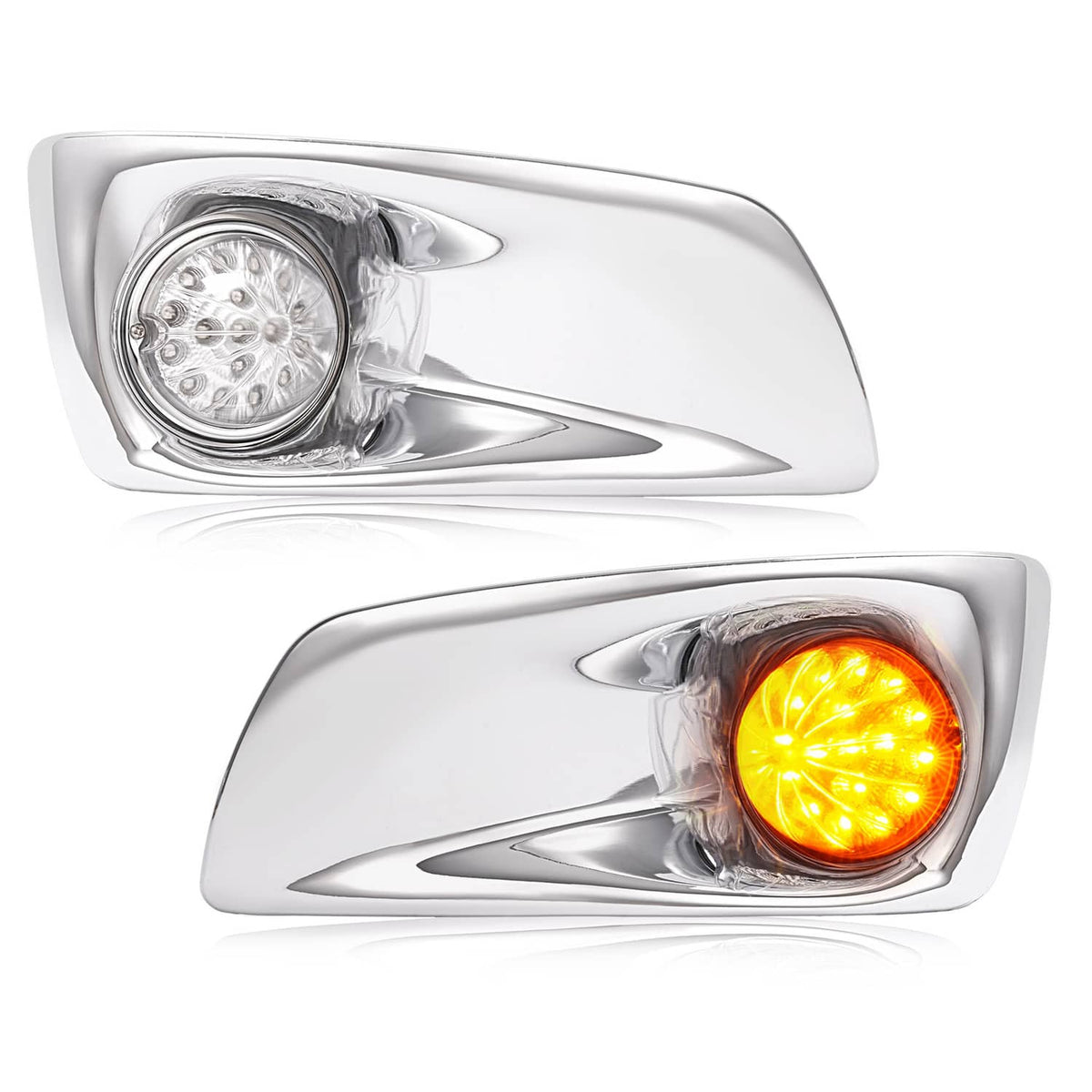 Solid Spare LED Fog Lights Lamp W/Bezel Clear Lens Pair LH & RH For Kenworth T660 2007-2017