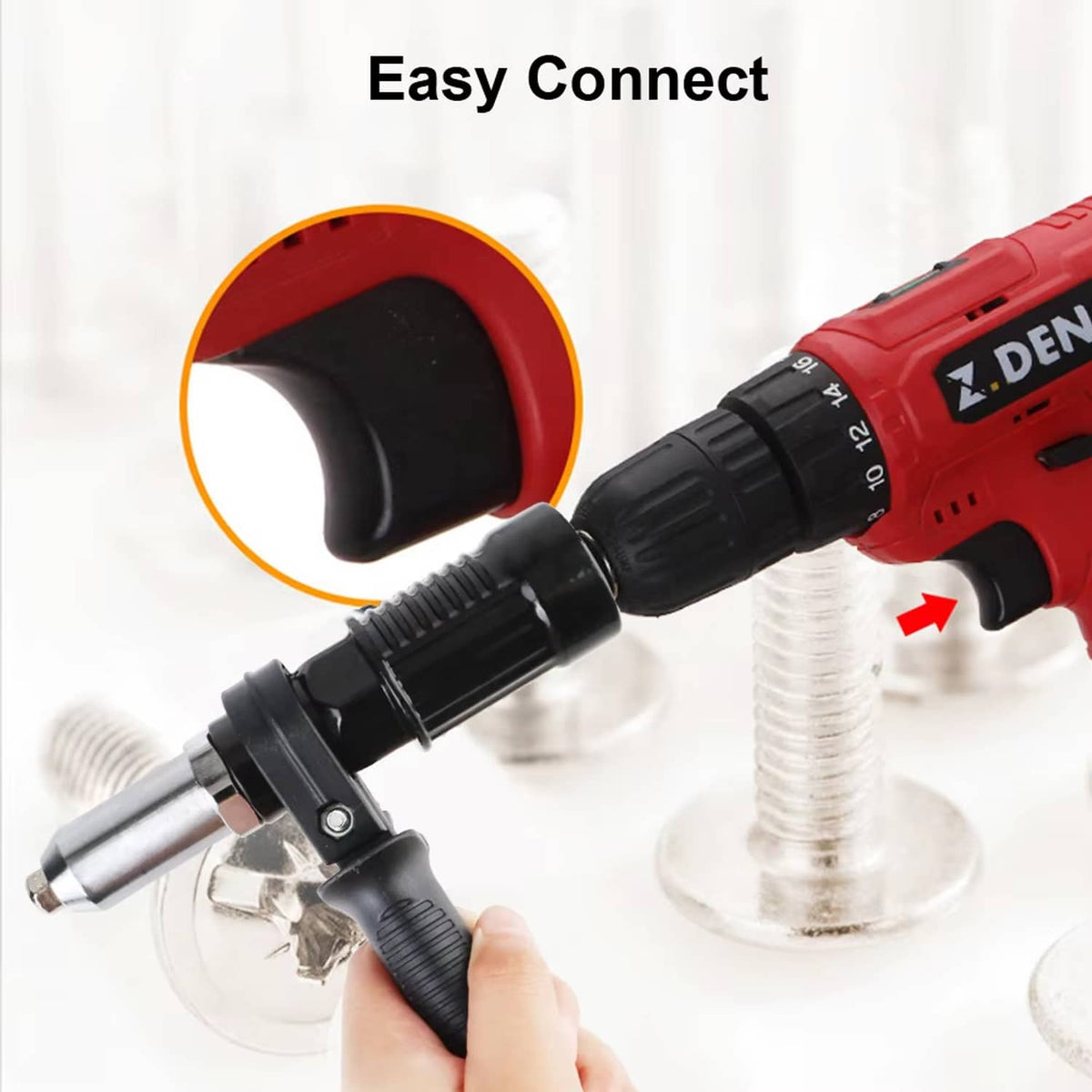 Solid Spare Professional Electric Rivet Nut Gun Adaptor Insert Cordless Power Drill Tool US