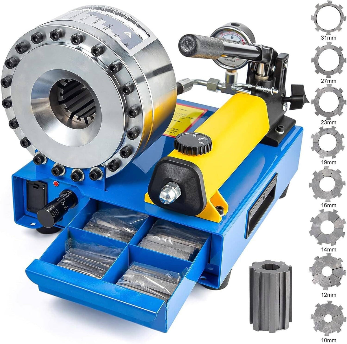 Solidspare 5600KN Hydraulic Hose Crimper Pipe Clamping Machine With 8 Sets Dies 10mm-30mm