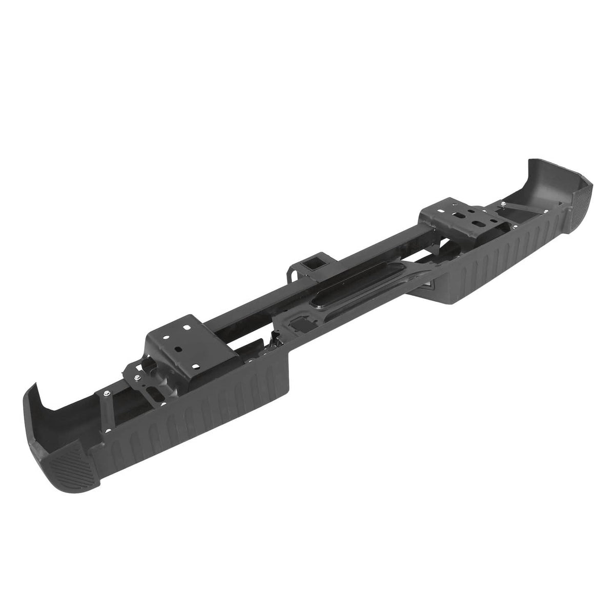 Solidspare Black Rear Bumper Assembly w/ Max Tow Hitch w/ Sensor Holes For 15-20 Ford F-150