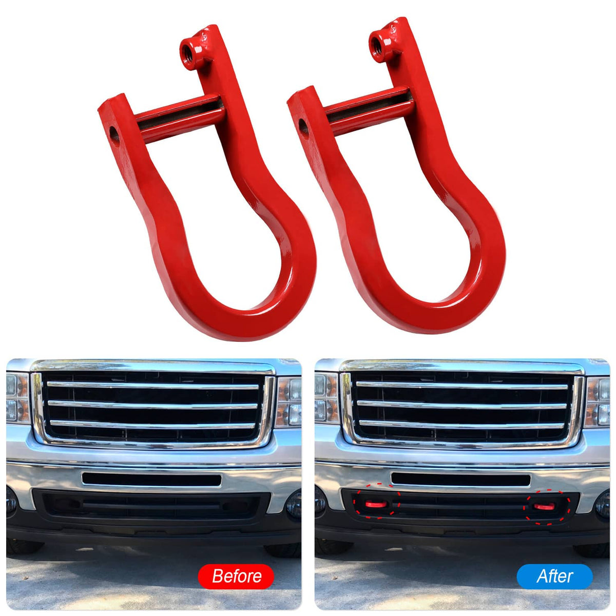 Solidspare Pair Red Tow Hooks 84192871 Fits For 2007-2019 Chevy Silverado GMC Sierra 1500