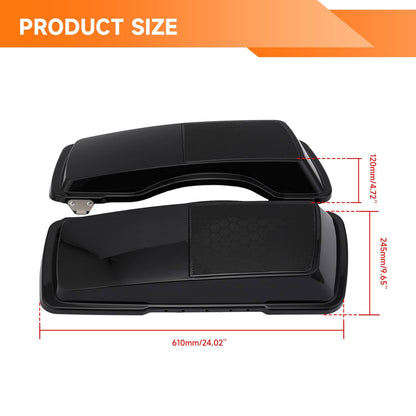 Solidspare Left & Right Hard Saddlebag Speaker Cover For 1993-13 Harley Touring Vivid Black