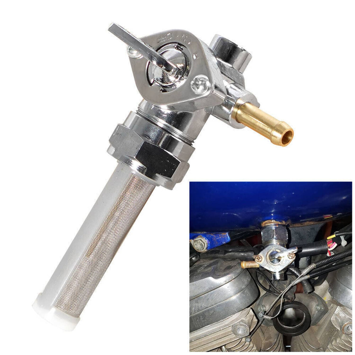 Solidspare 22mm Fuel Valve Petcock Left Spigot fits for Harley Davidson Sportster 883 1000