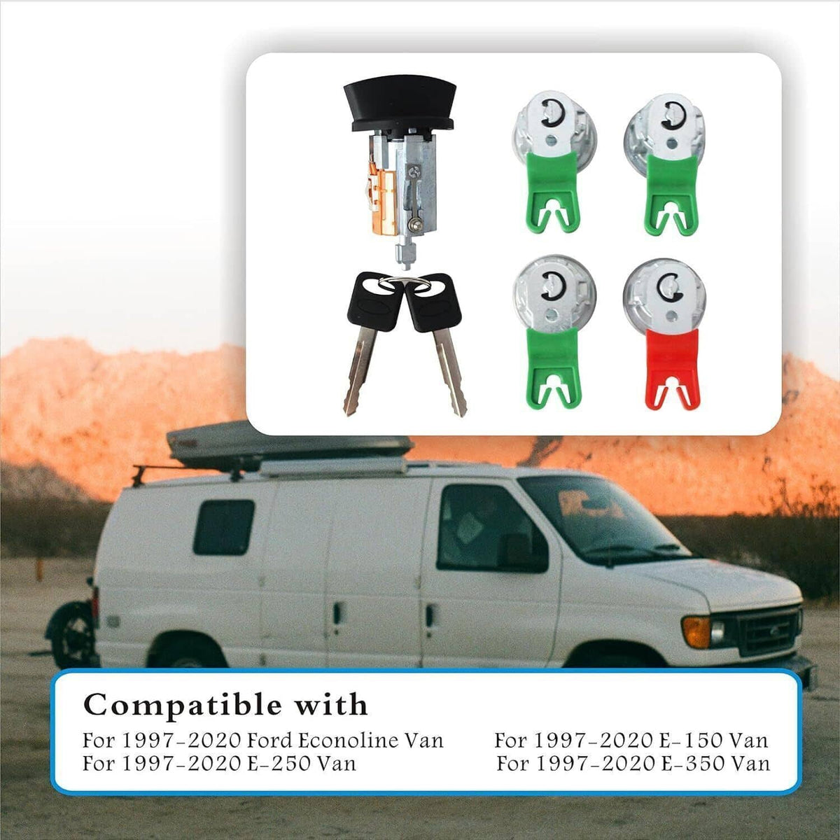 Solidspare Ignition & Door Lock Cylinder KEYED ALIKE For Ford Econoline Van E150 E250 E350