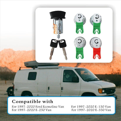 Solidspare Ignition & Door Lock Cylinder KEYED ALIKE For Ford Econoline Van E150 E250 E350