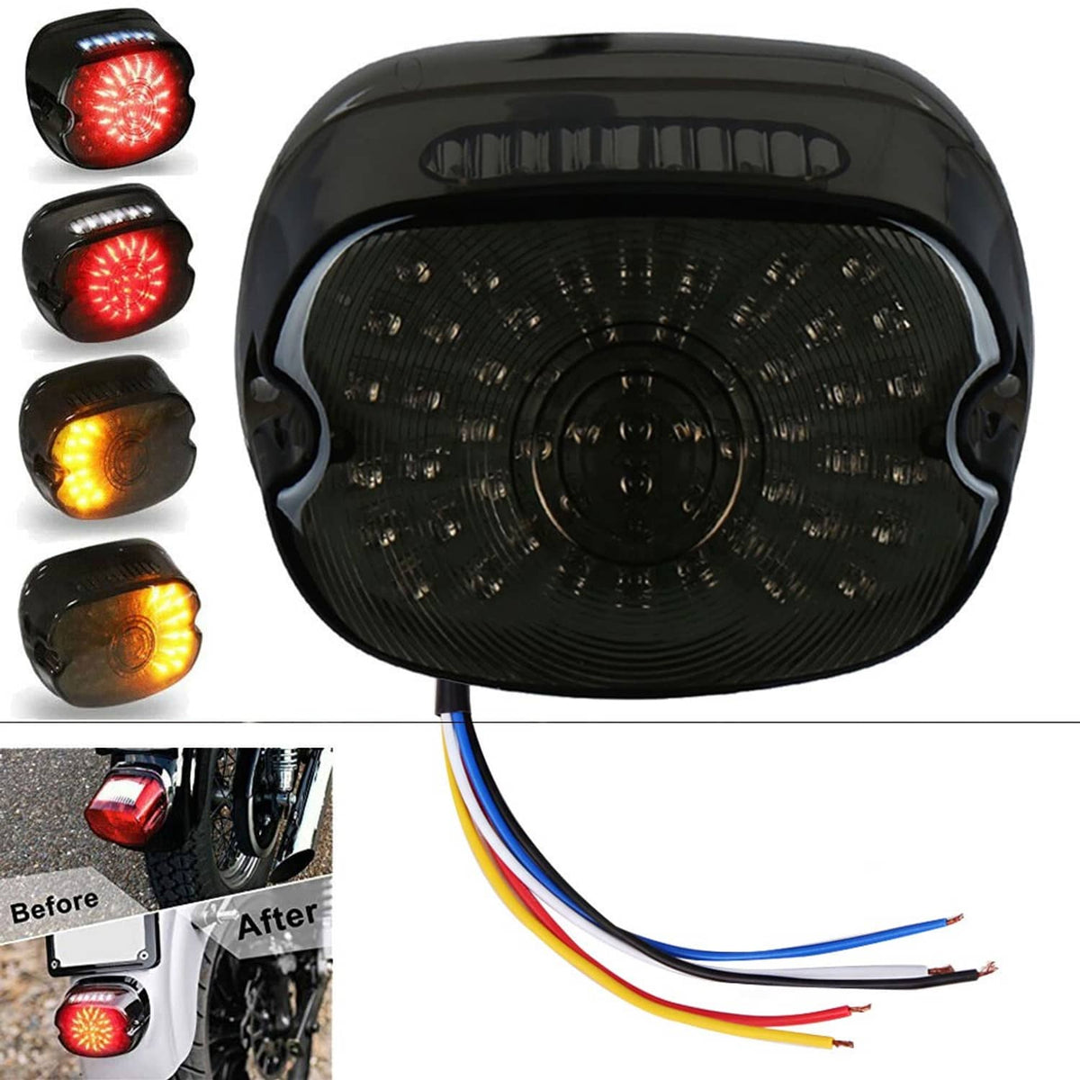 Solidspare Smoke LED Tail Light Brake Rear for Harley Road King Electra Glide Tour Dyna FXR